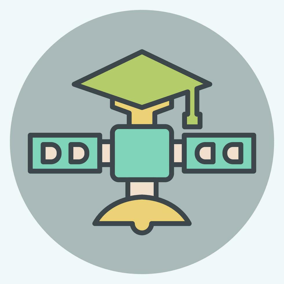Symbol wissenschaftlich Satellit. verbunden zu Satellit Symbol. Farbe Kamerad Stil. einfach Design editierbar. einfach Illustration vektor