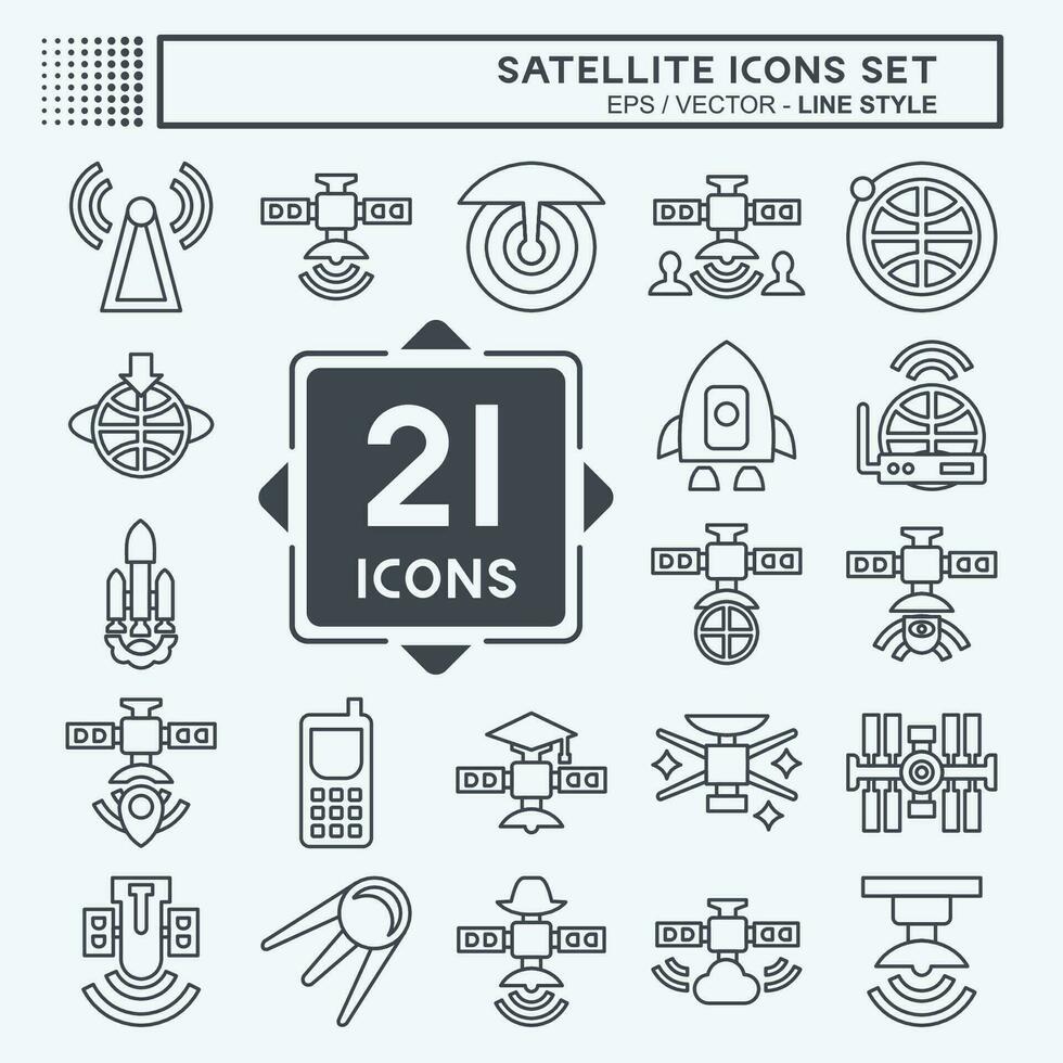 ikon uppsättning satellit. relaterad till Plats symbol. linje stil. enkel design redigerbar. enkel illustration vektor