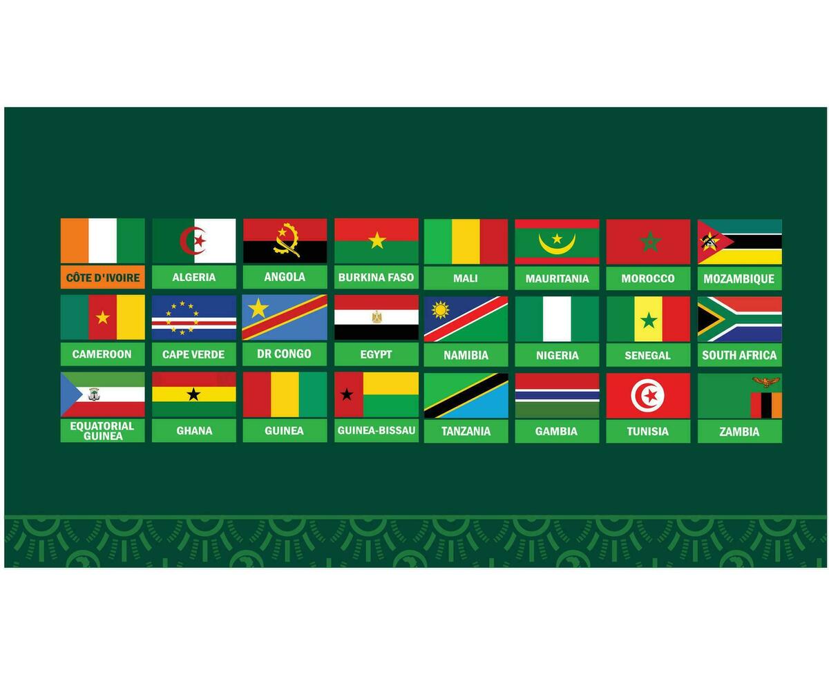 afrikansk flaggor nationer 2023 länder afrikansk fotboll design vektor
