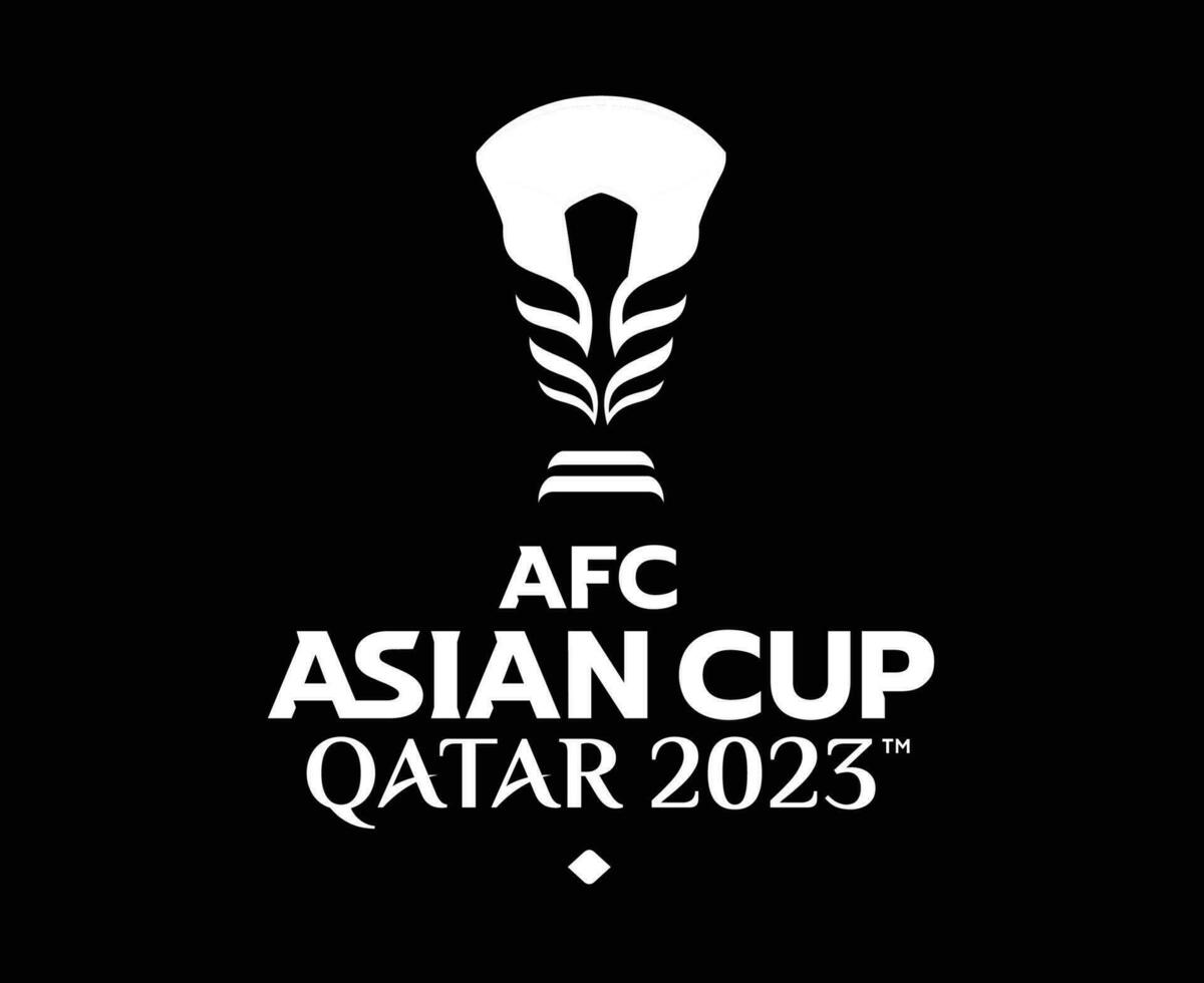 afc asiatisk kopp qatar 2023 symbol vit design Asien fotboll med svart bakgrund vektor