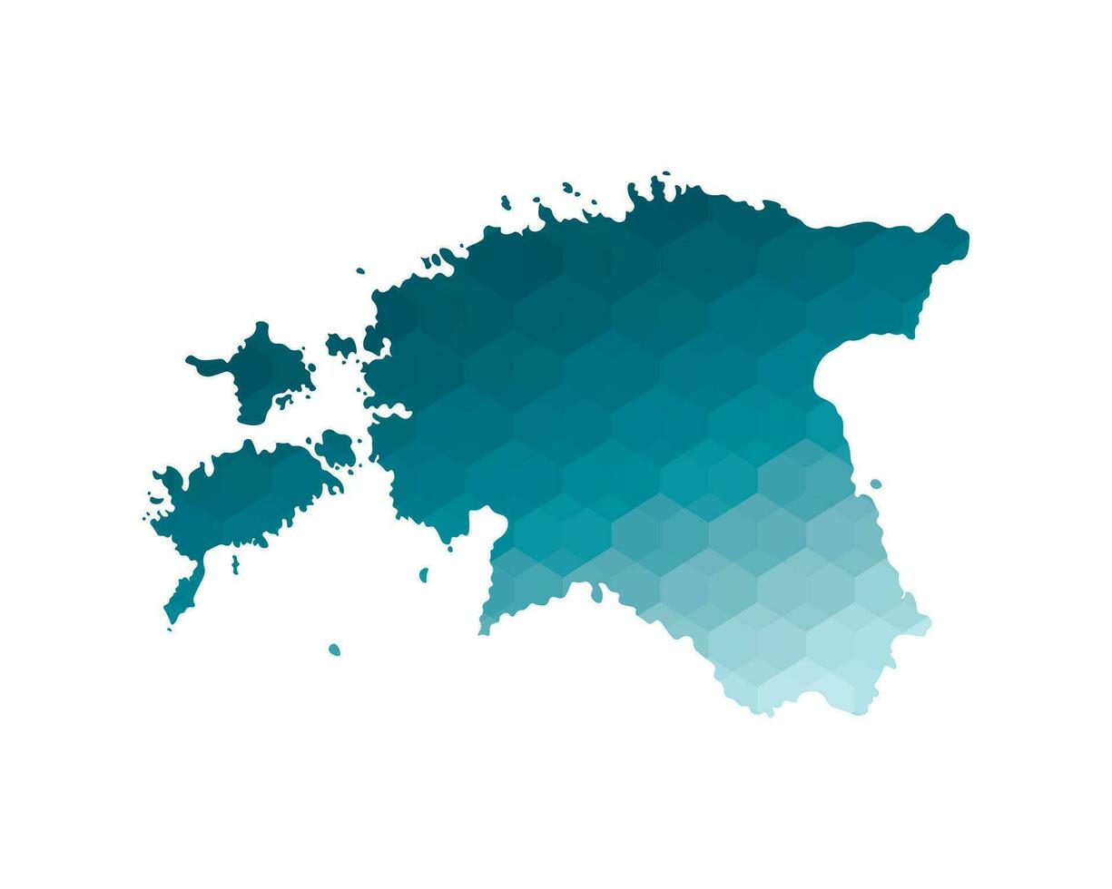 vektor isolerat illustration ikon med förenklad blå silhuett av estland Karta. polygonal geometrisk stil. vit bakgrund.