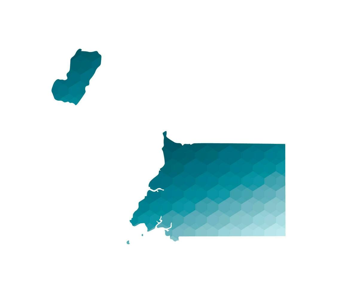 vektor isolerat illustration ikon med förenklad blå silhuett av ekvatorial guinea Karta. polygonal geometrisk stil. vit bakgrund.