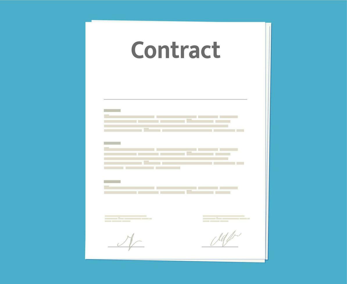 Papier Vertrag dokumentieren oder unterzeichnet legal Zustimmung vektor