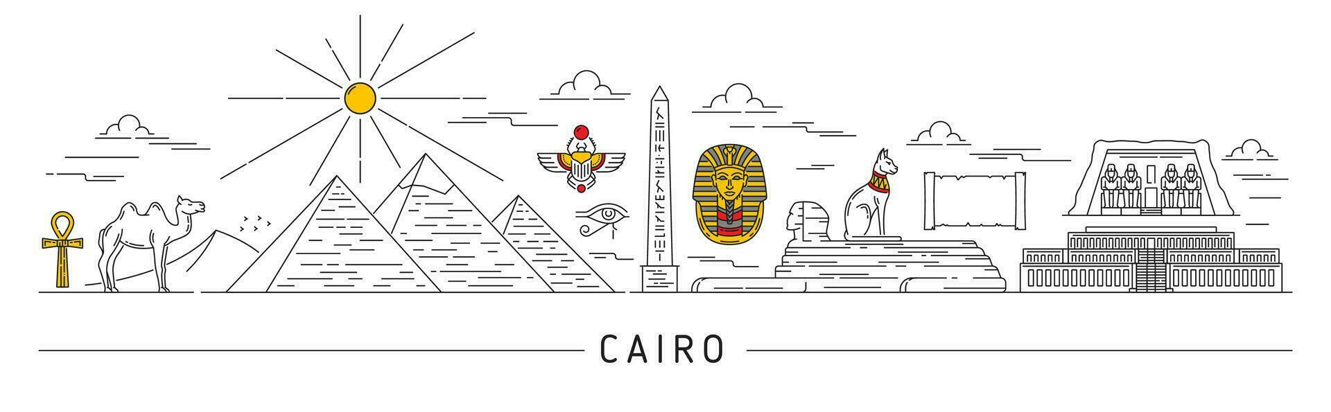 egypten silhuett, Kairo, egyptisk resa landmärken vektor
