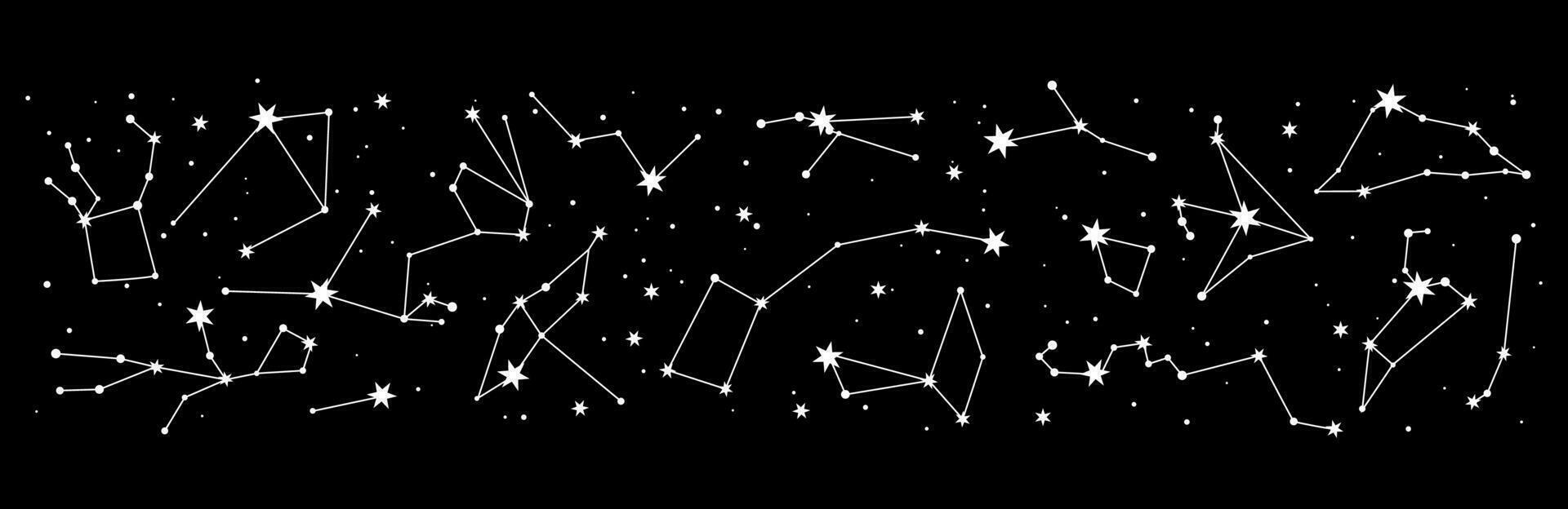 stjärna konstellation, mystiker astrologi natt himmel Karta vektor