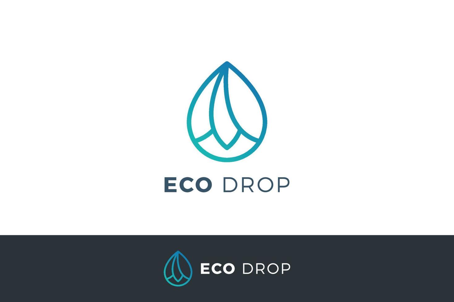 eco drop simple and line art blue color natural care spa logo vektor