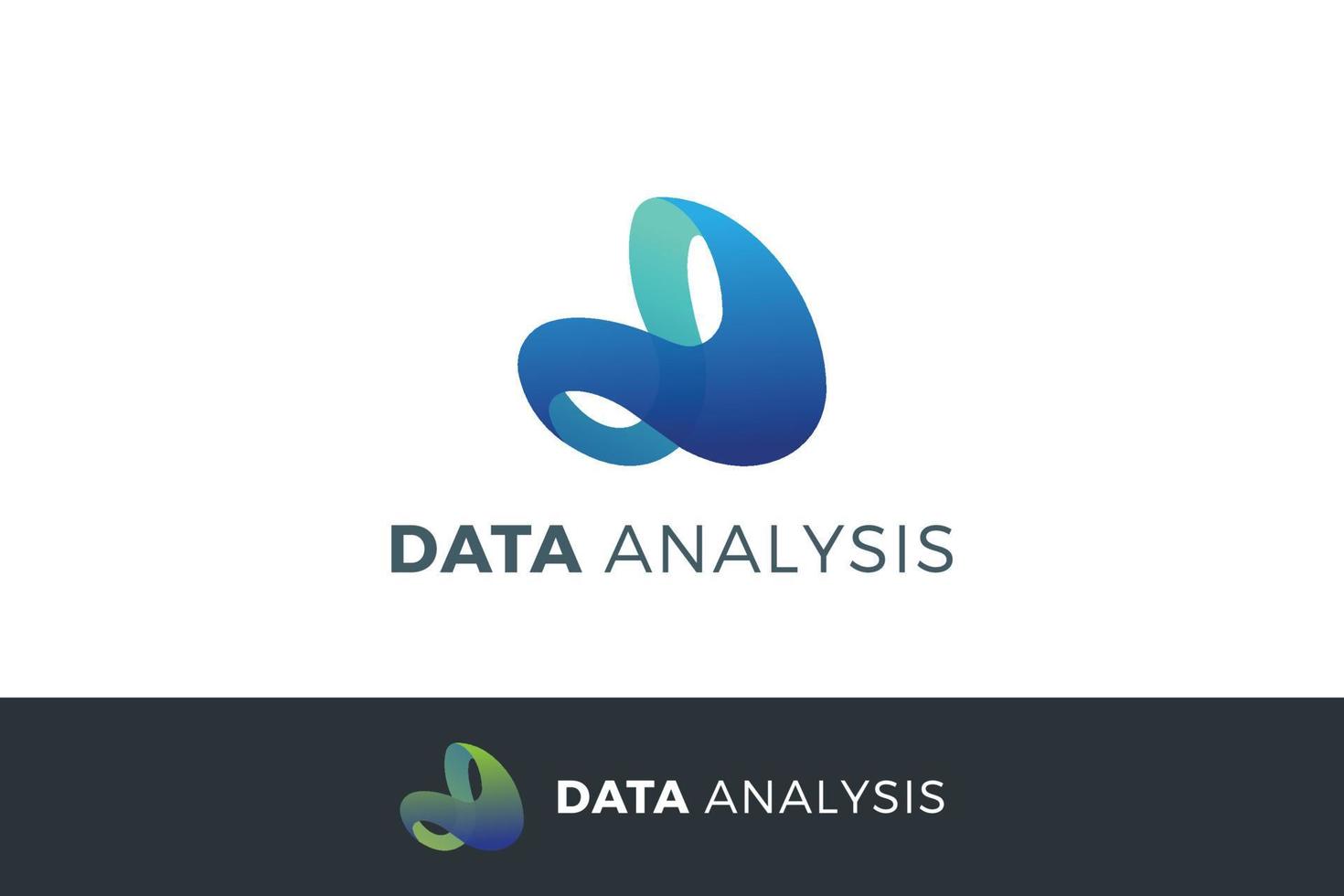 bokstav d kreativ 3d blå färg spiral teknologisk dataanalys logotyp vektor