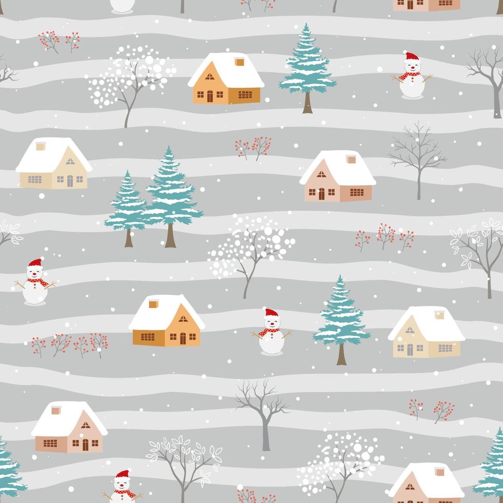 snöiga landsbygden på vintern sömlösa mönster för jul eller nyår dekorativa, fira fest, tyg, textil, tryck eller tapeter vektor