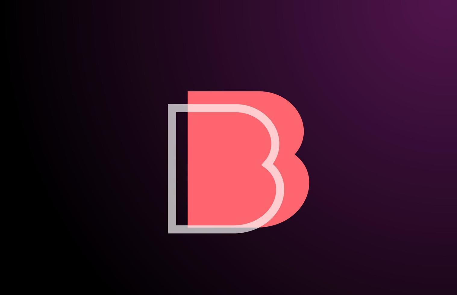 rosa svart geometrisk b linje alfabetet brev logotyp ikon för företaget. enkel linje design för företag och företag vektor