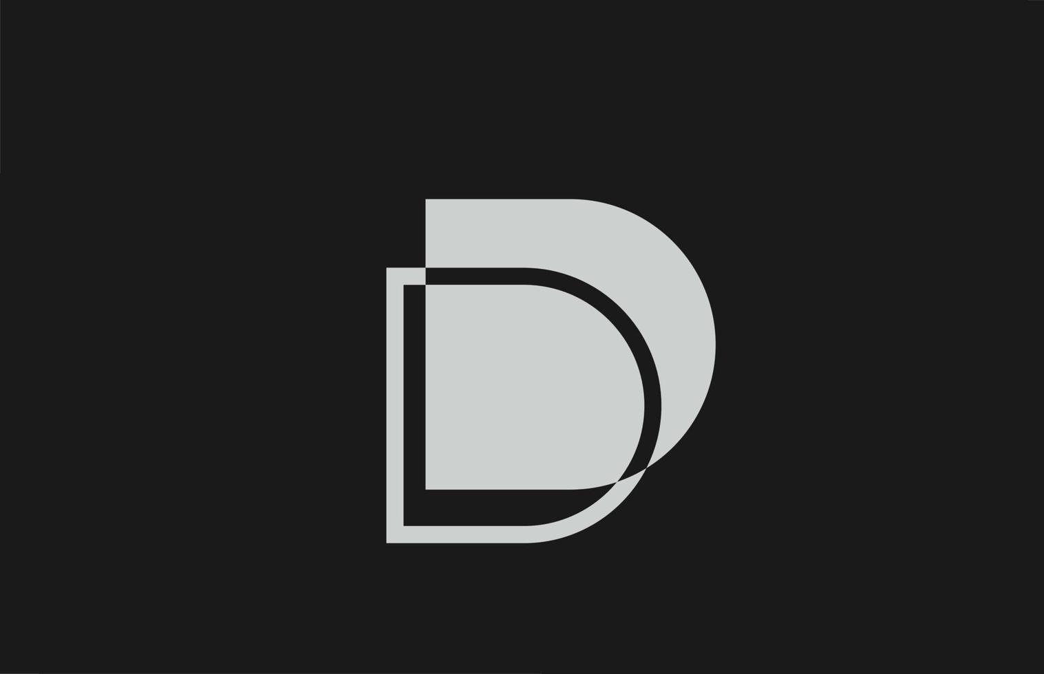 grå svart vit d alfabetet brev logotyp ikon. enkel linjedesign för företaget vektor