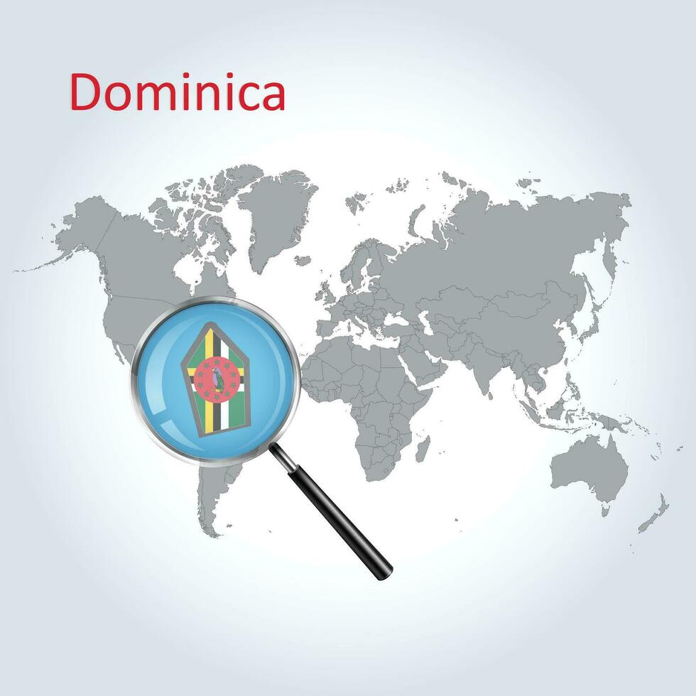 vergrößert Karte Dominica mit das Flagge von Dominica Erweiterung von Karten, Vektor Kunst