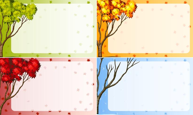 Grenzdesign mit Baum in verschiedenen Jahreszeiten vektor