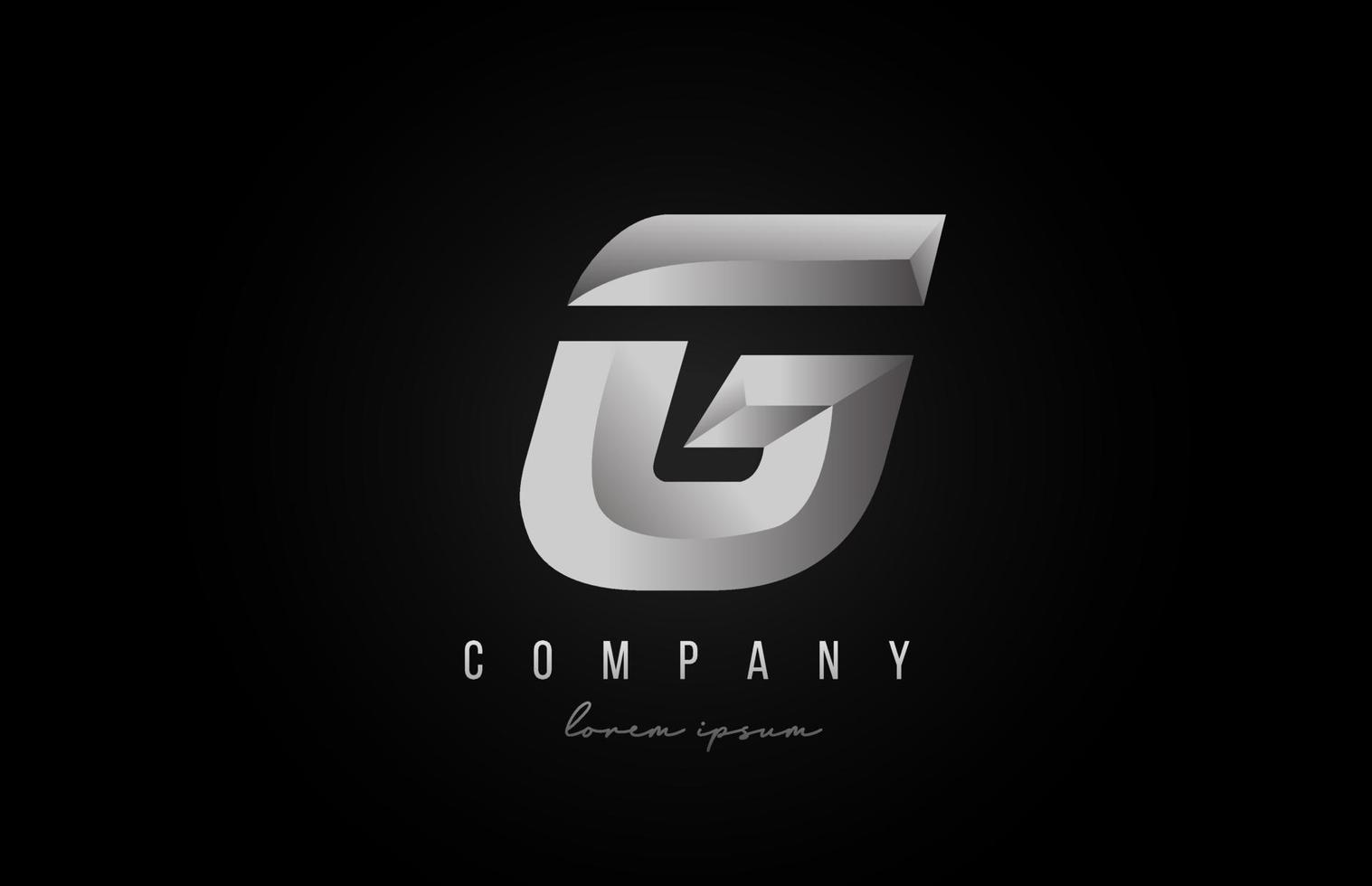 Alphabet Buchstabe g Logo-Symbol in grauer silberner Farbe. Kreatives Design für Business und Unternehmen mit 3D-Styling vektor