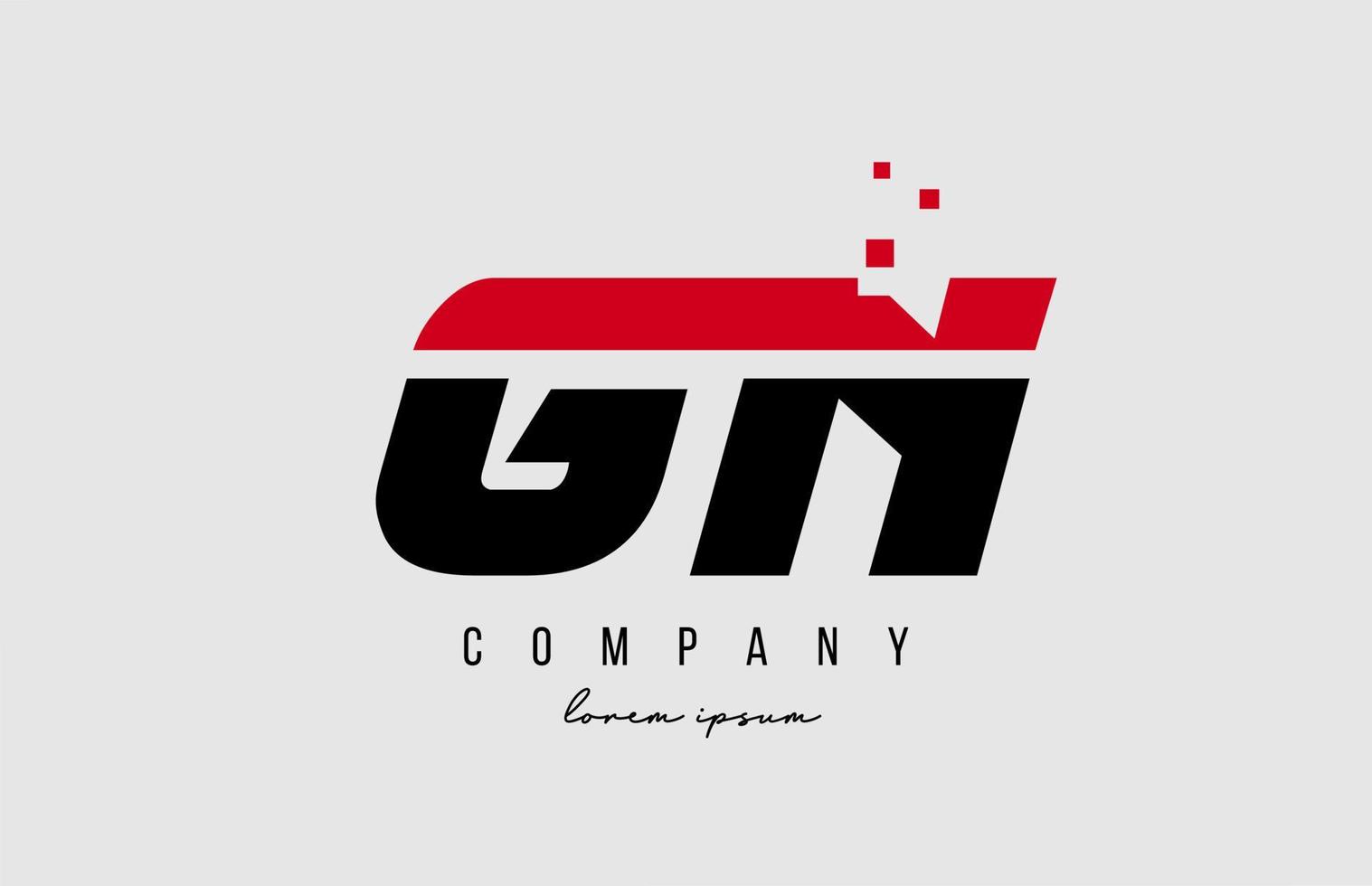 gn gn alfabetet bokstav logotyp kombination i röd och svart färg. kreativ ikondesign för företag och företag vektor