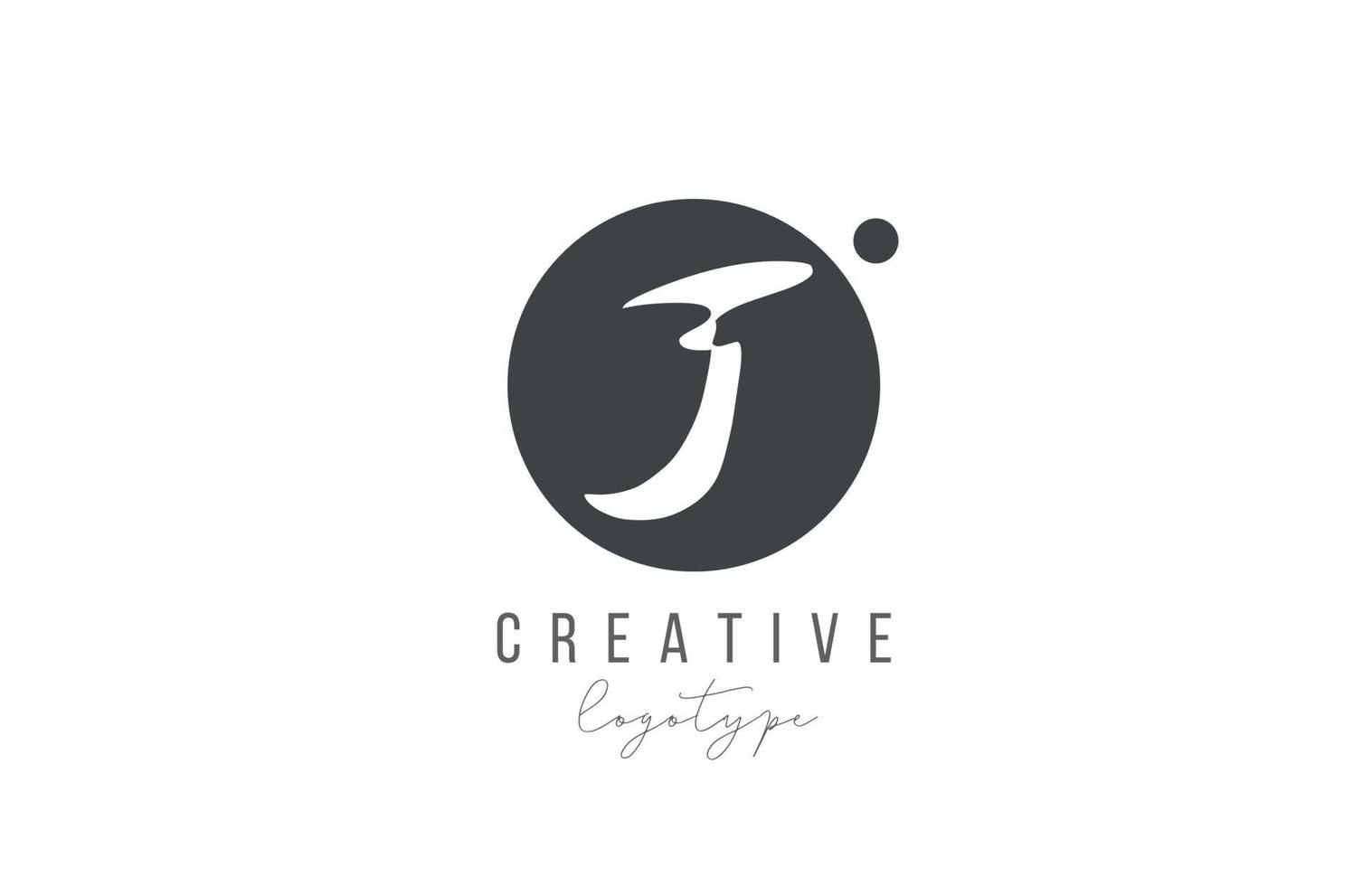 j Alphabet Buchstaben-Logo-Symbol in schwarzer und weißer Farbe. kreatives Kreisdesign für Unternehmen und Unternehmen vektor