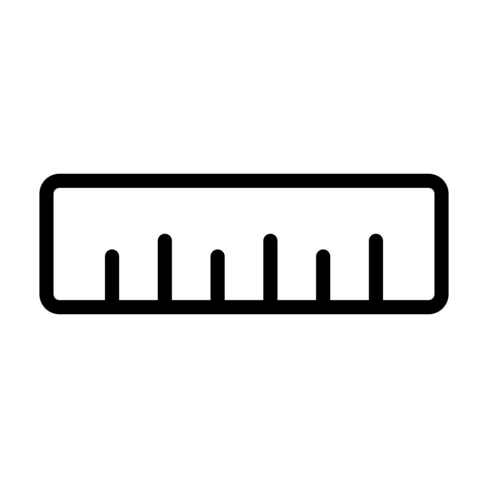 vektor svart linje ikon skola linjal isolerat på vit bakgrund