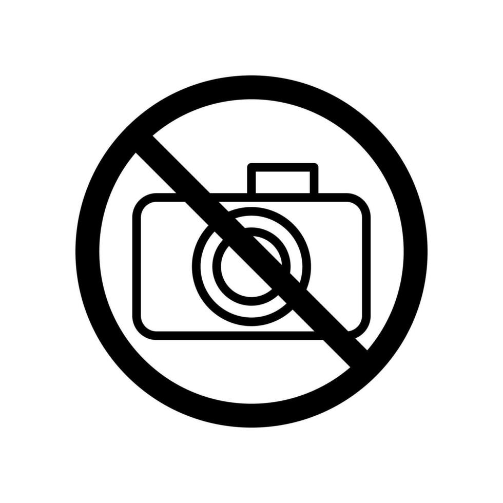 vektor svart linje ikon fotografi är förbjuden isolerat på vit bakgrund