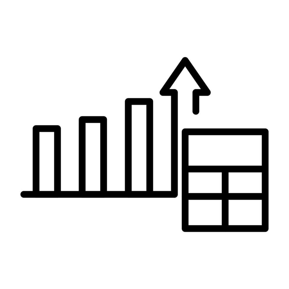 vektor svart linje ikon Beräkna inkomst på en Diagram isolerat på vit bakgrund
