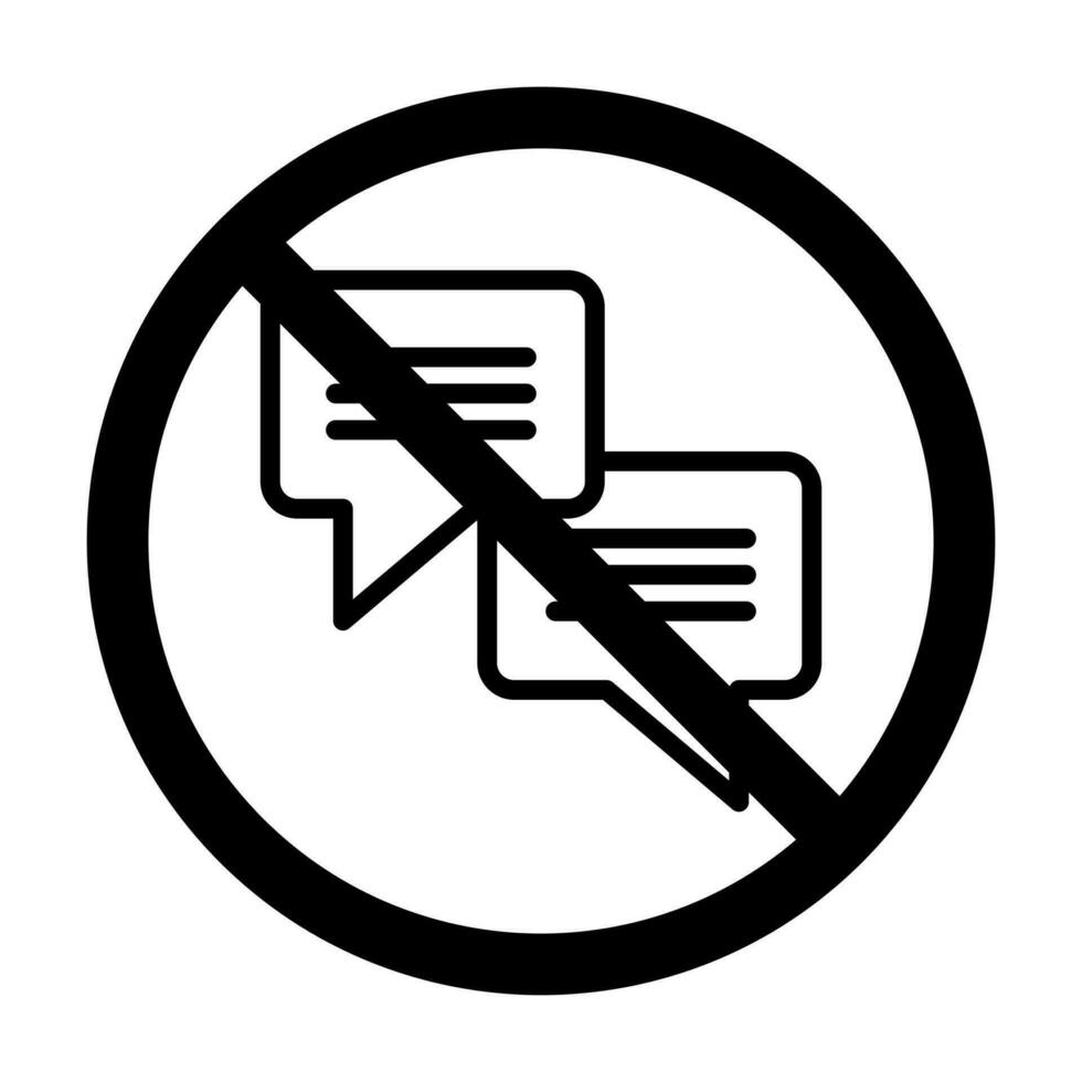 Vektor schwarz Linie Symbol verboten zu sich unterhalten isoliert auf Weiß Hintergrund
