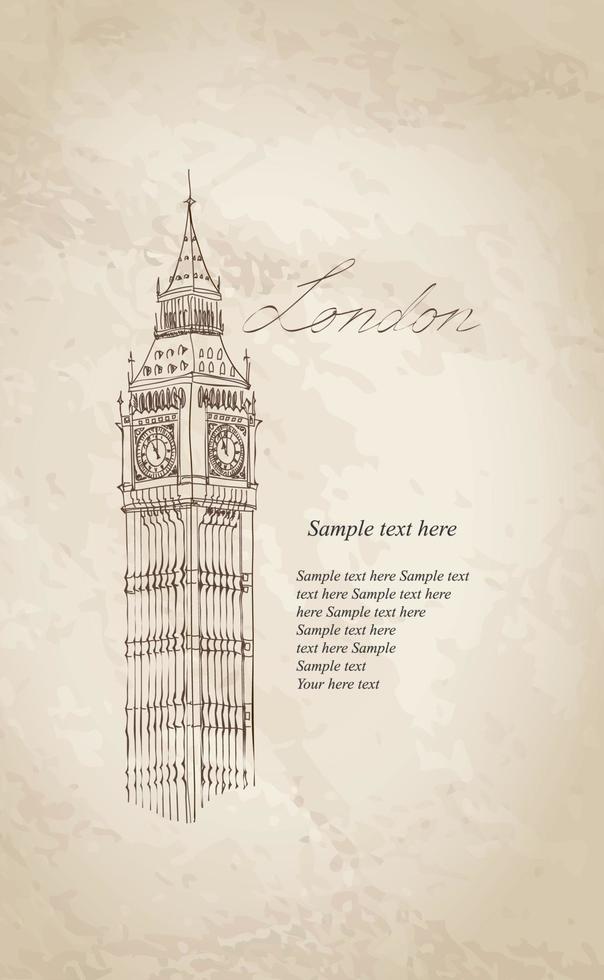 london city landmärke. Westminster Big Ben Tower Resebakgrund vektor
