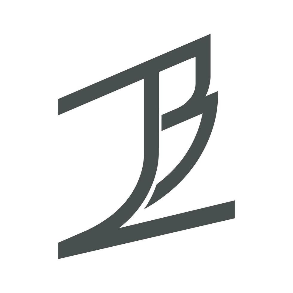 alfabet brev initialer monogram logotyp bz, zb, z och b vektor