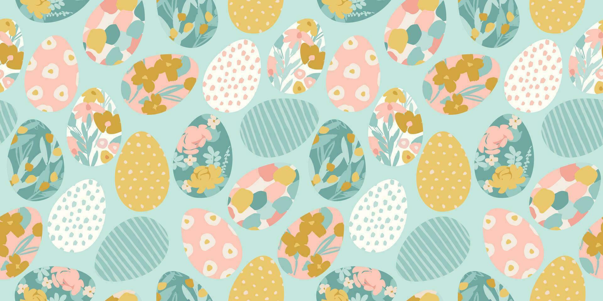 glücklich Ostern. Vektor nahtlos Muster. Ostern Eier mit abstrakt Blumen. Design Element.