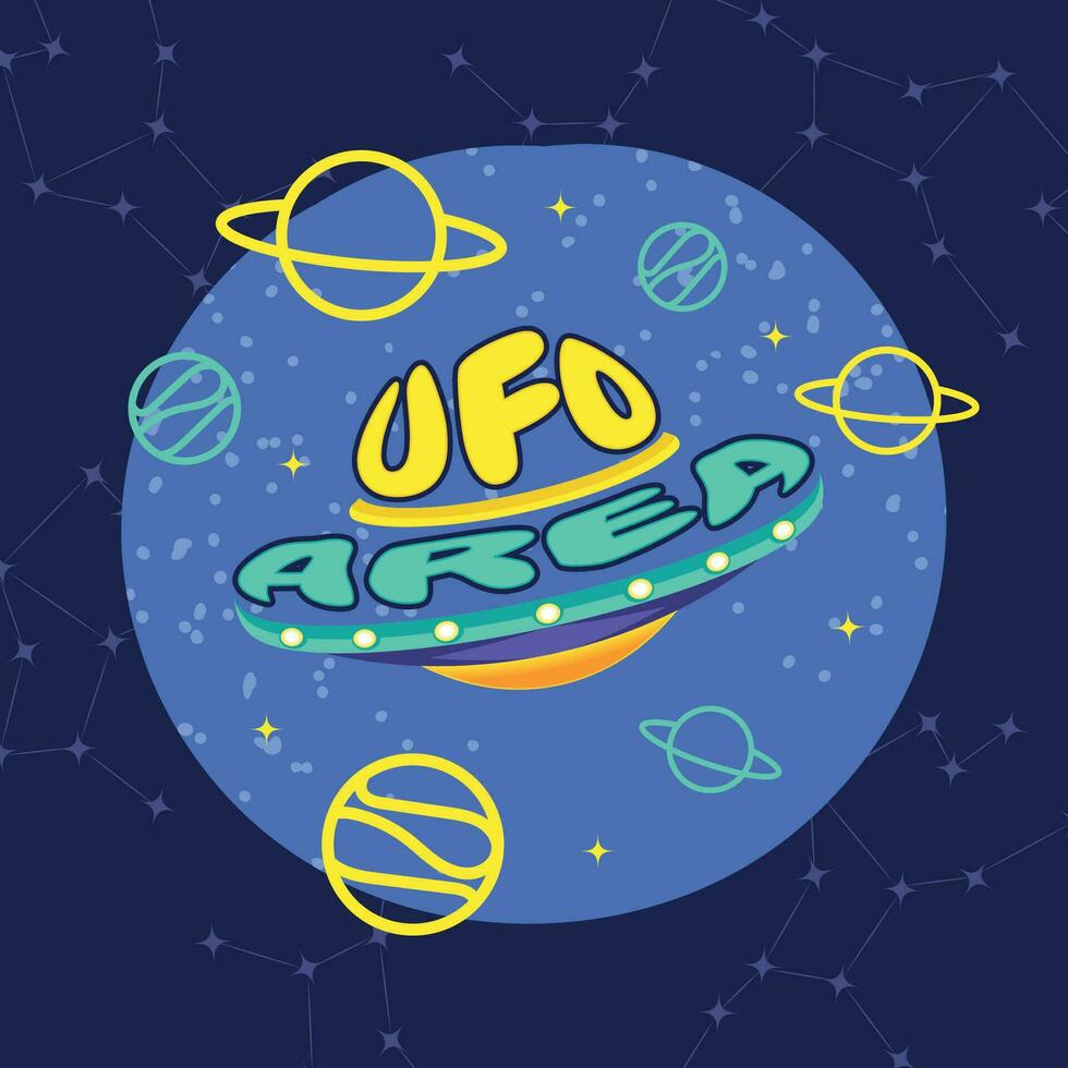 süß Karikatur Außerirdischer UFO Aufkleber Vektor