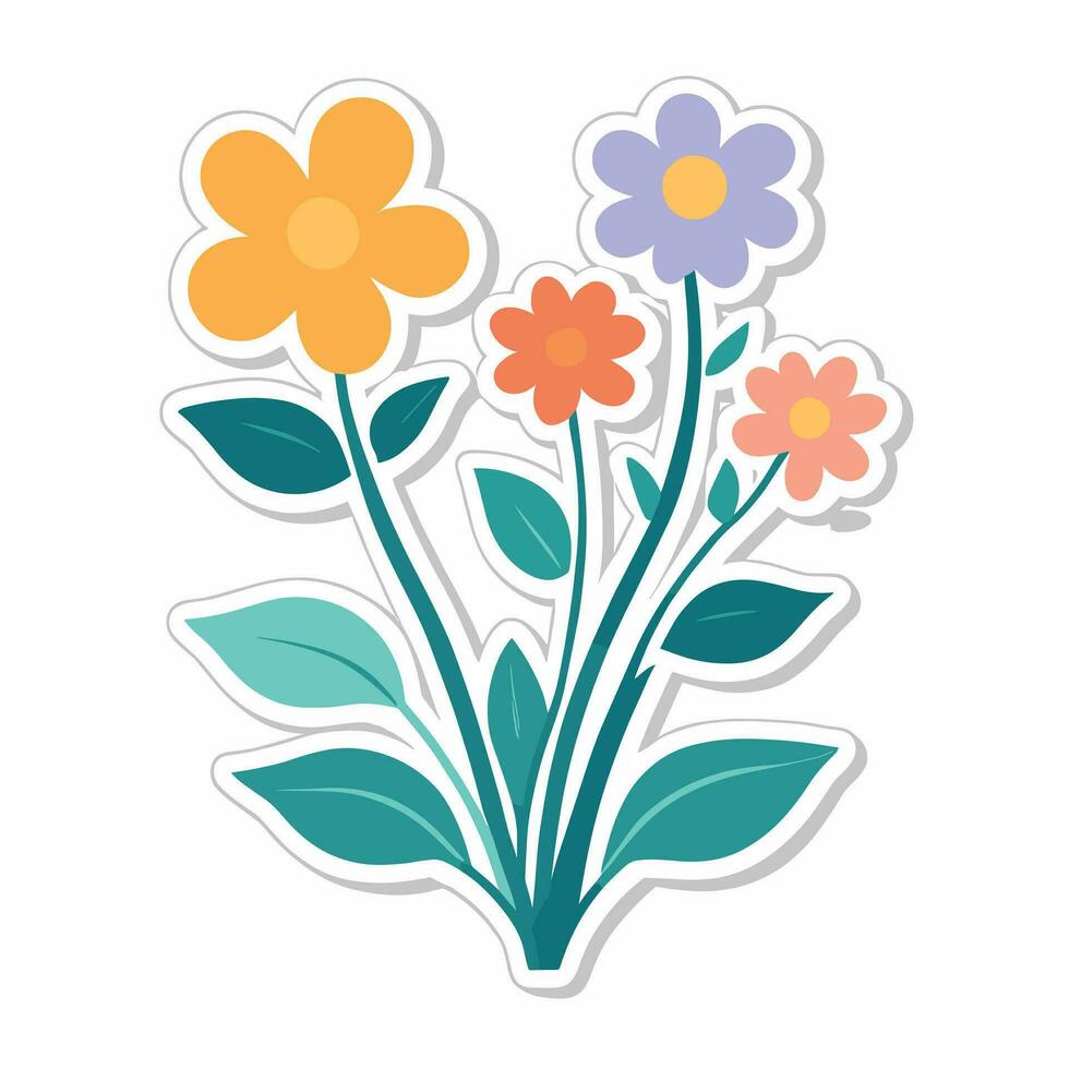 blomma tecknad serie illustration vektor klistermärke design