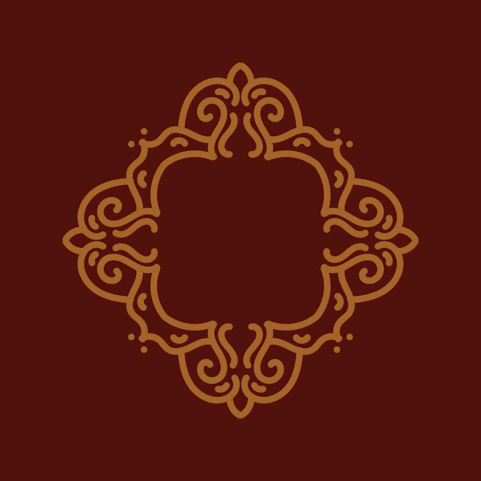 Barock Design Element oder Ornament mit Gold Farbe auf rot Hintergrund vektor