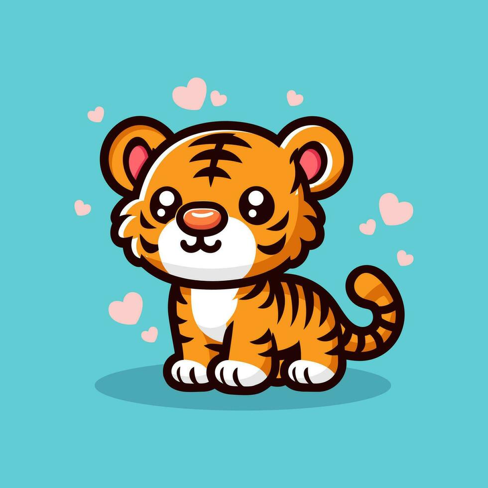 Baby Tiger Karikatur Vektor Symbol Illustration