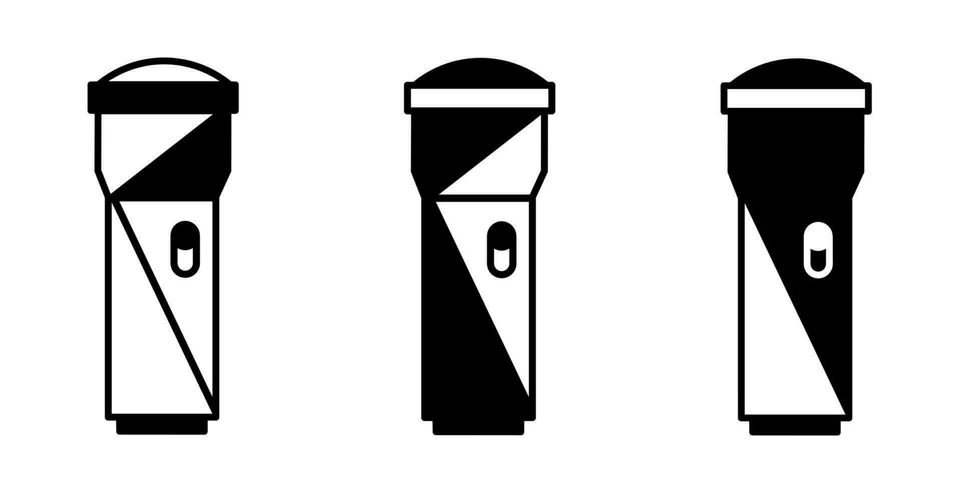 Taschenlampe Illustration. Taschenlampe Symbol Vektor Satz. Design zum Geschäft. Lager Vektor.