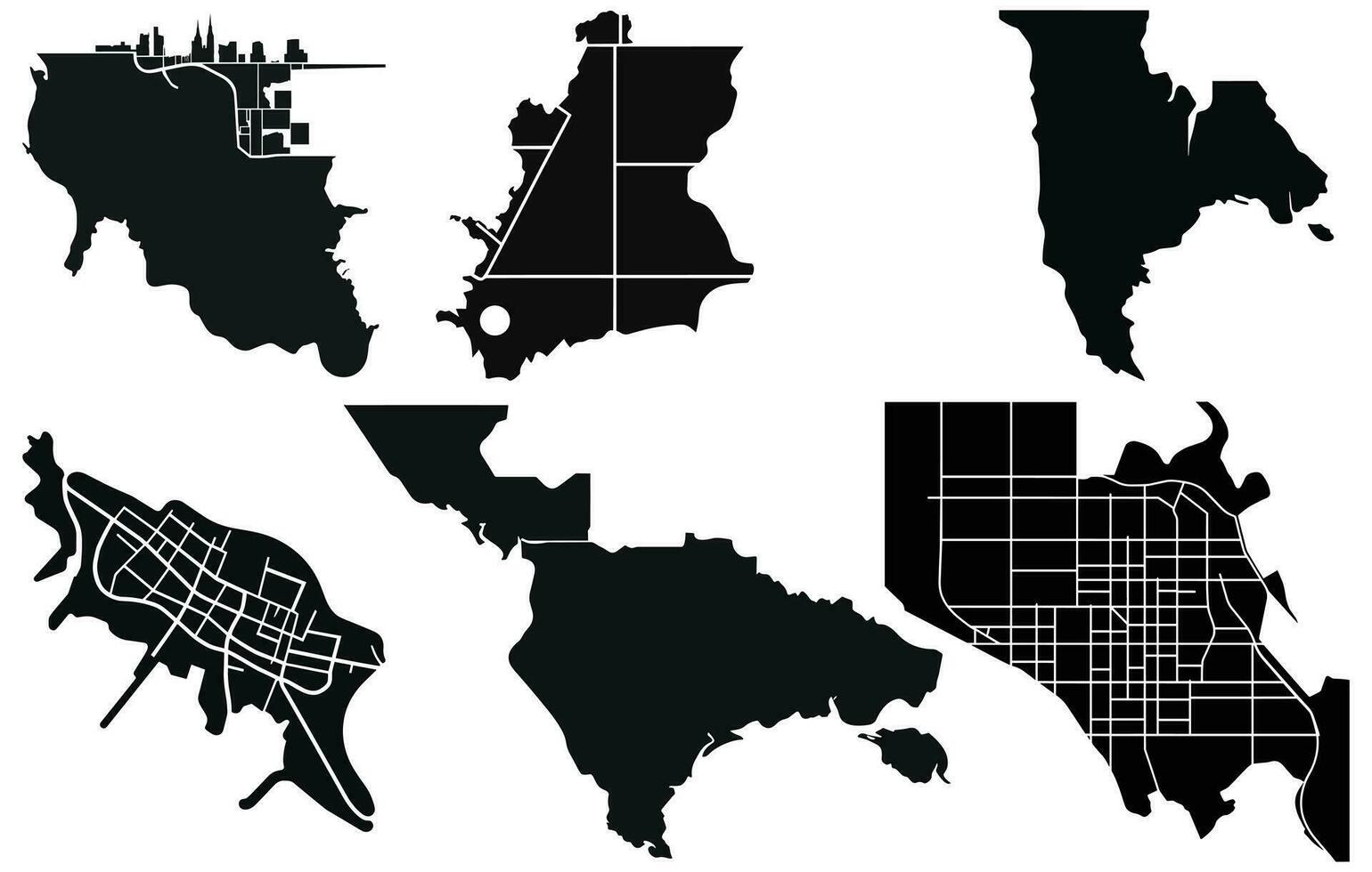 florida stad Karta med stadsdelar grå illustration silhuett form vektor