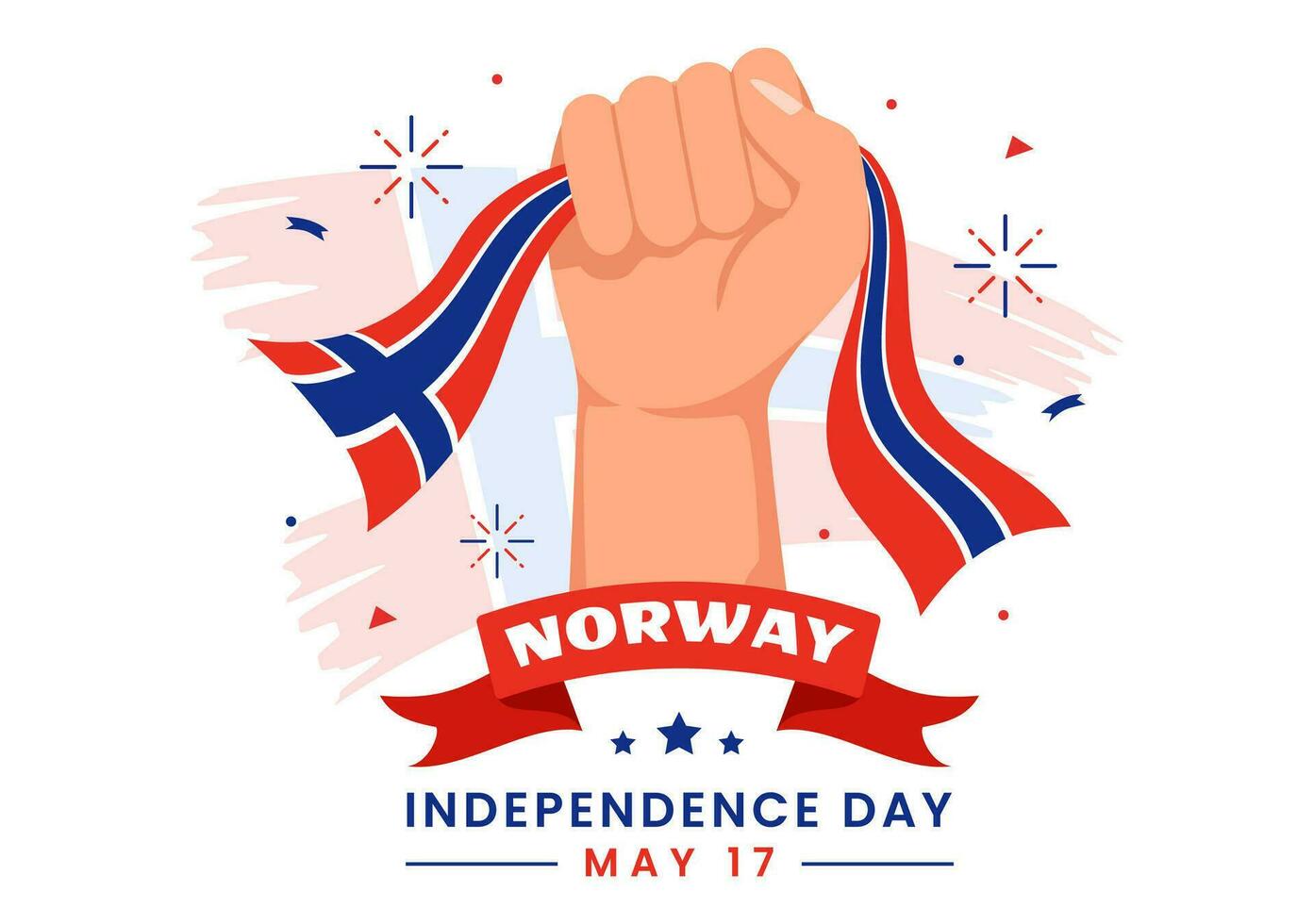 Norwegen Unabhängigkeit Tag Vektor Illustration auf kann 17 mit Flagge von norwegisch und Band im National Urlaub Feier eben Karikatur Hintergrund