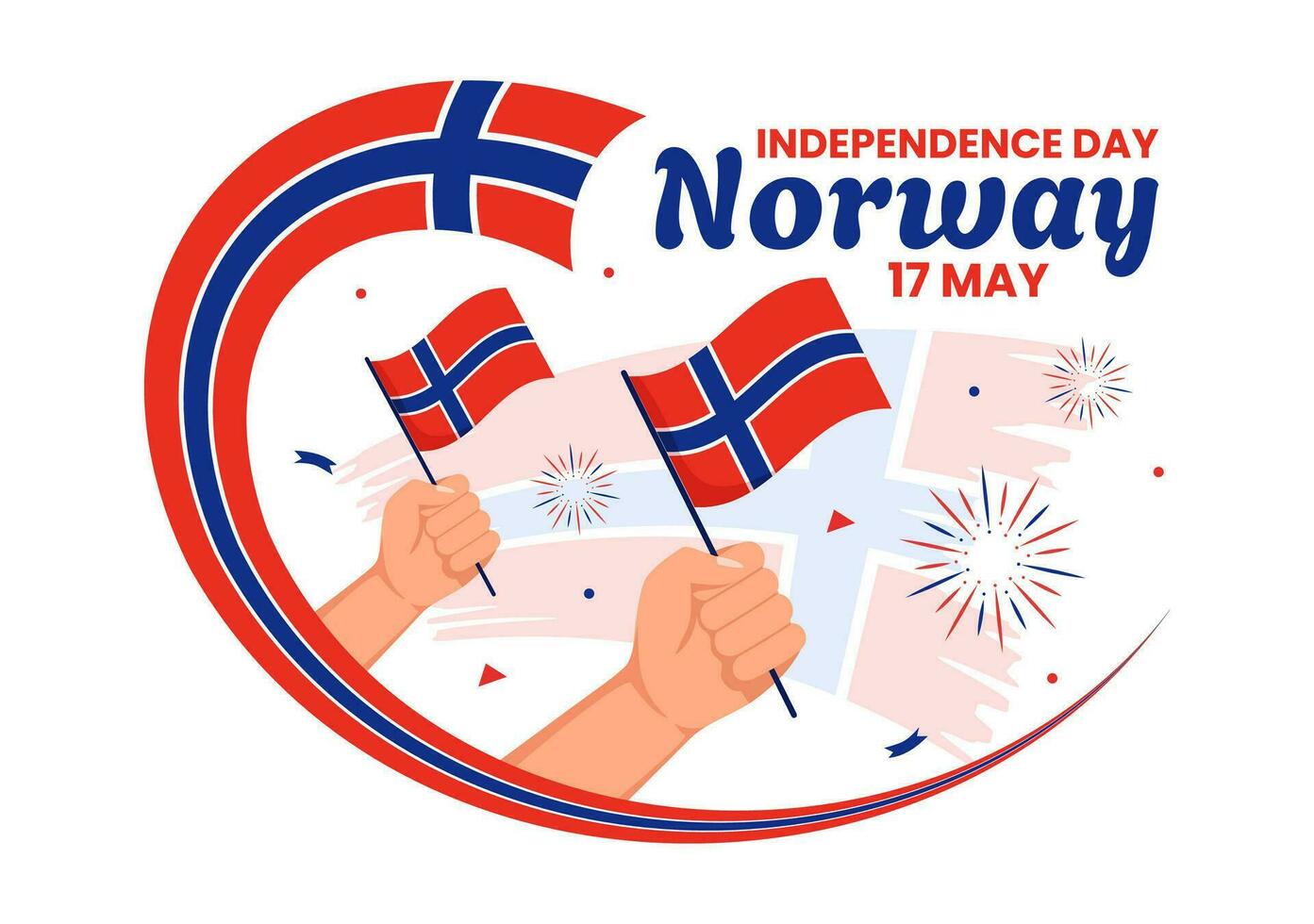 Norwegen Unabhängigkeit Tag Vektor Illustration auf kann 17 mit Flagge von norwegisch und Band im National Urlaub Feier eben Karikatur Hintergrund