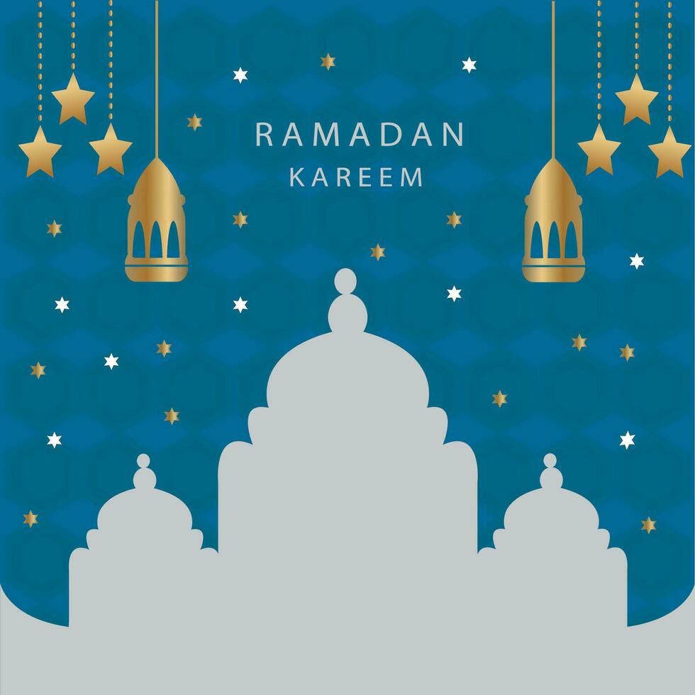 Ramadan kareem Feier Banner Vorlage Vektor. eid Mubarak Design Vektor mit ein Laterne, Mond, und Star im Luxus Hintergrund. Ramadan Design Element. Gruß Karte Design zum Muslime Feiertage.