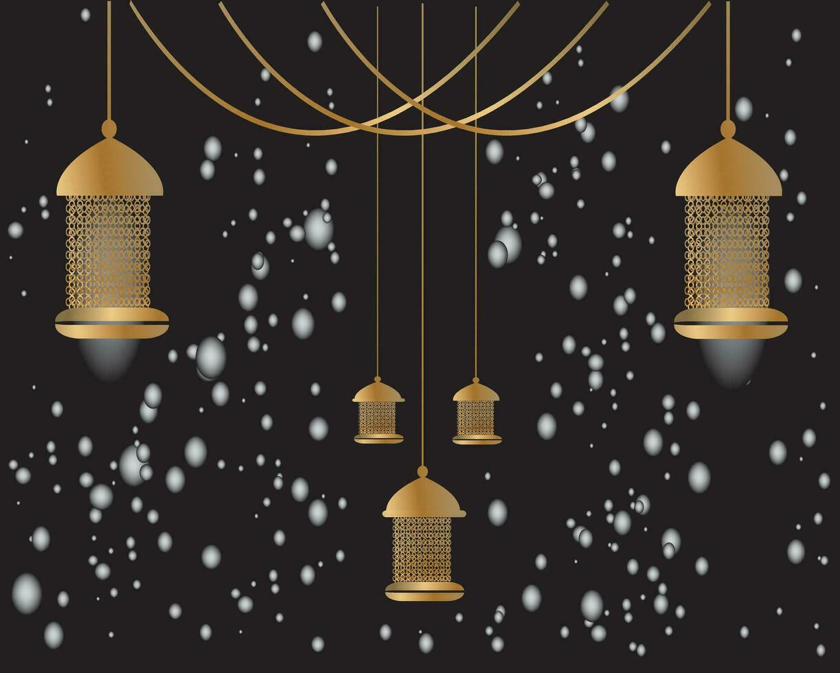 Ramadan kareem islamisch Banner Vorlage. eid Mubarak Muslim Poster Design Vektor mit ein Laterne, Mond, und Star im Luxus Hintergrund. Ramadan Vektor Design Element.