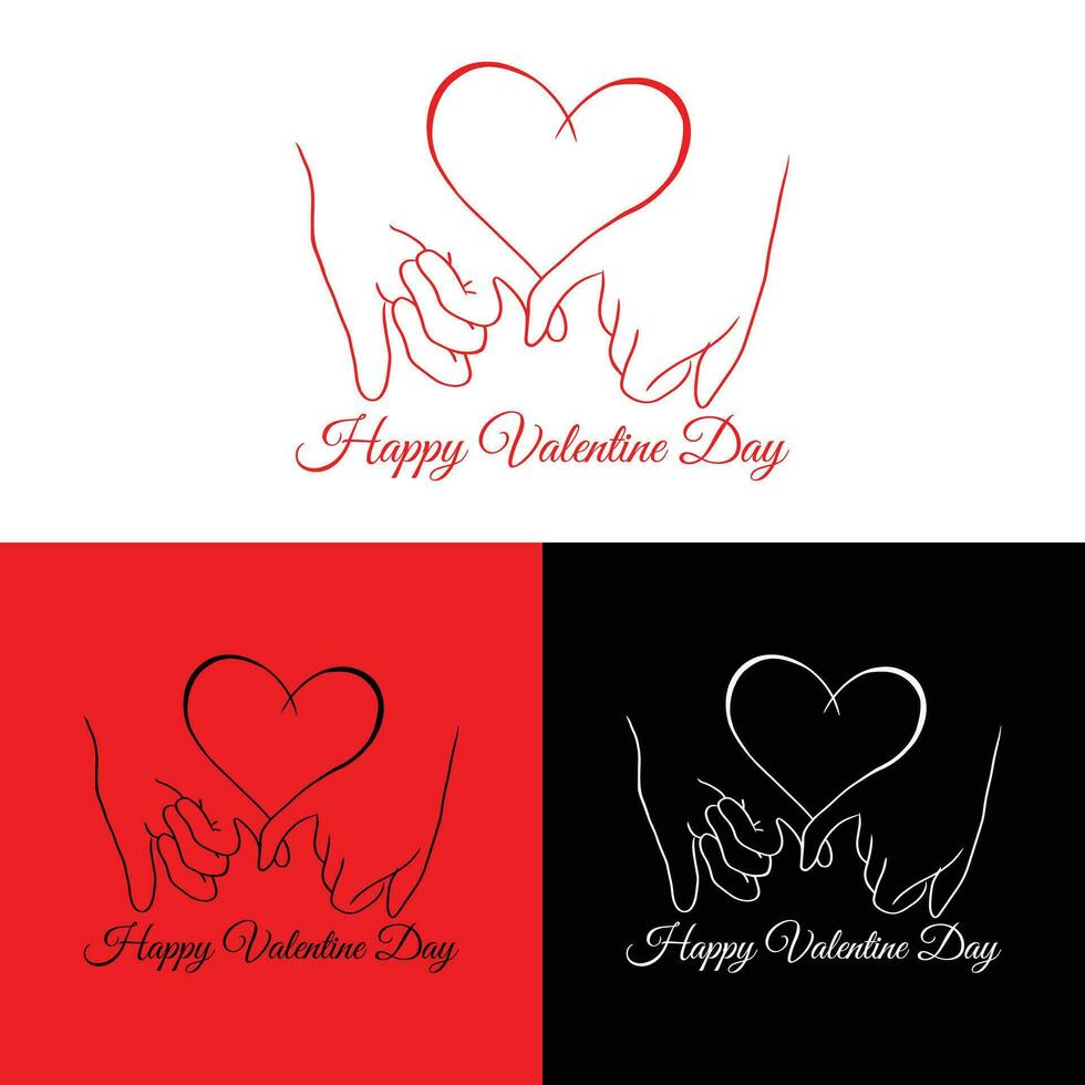 Beschriftung glücklich Valentinsgrüße Tag Banner, Valentinsgrüße Tag Gruß Karte Vorlage mit Typografie Text glücklich Valentinstag Tag und rot Herz und Linie auf Hintergrund Vektor Illustration
