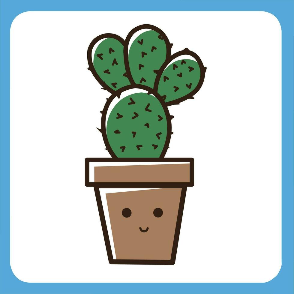 Vektor Illustration von süß Kaktus mit Weiß Hintergrund, Kaktus eben Symbol, Sitzung Kaktus Pflanze