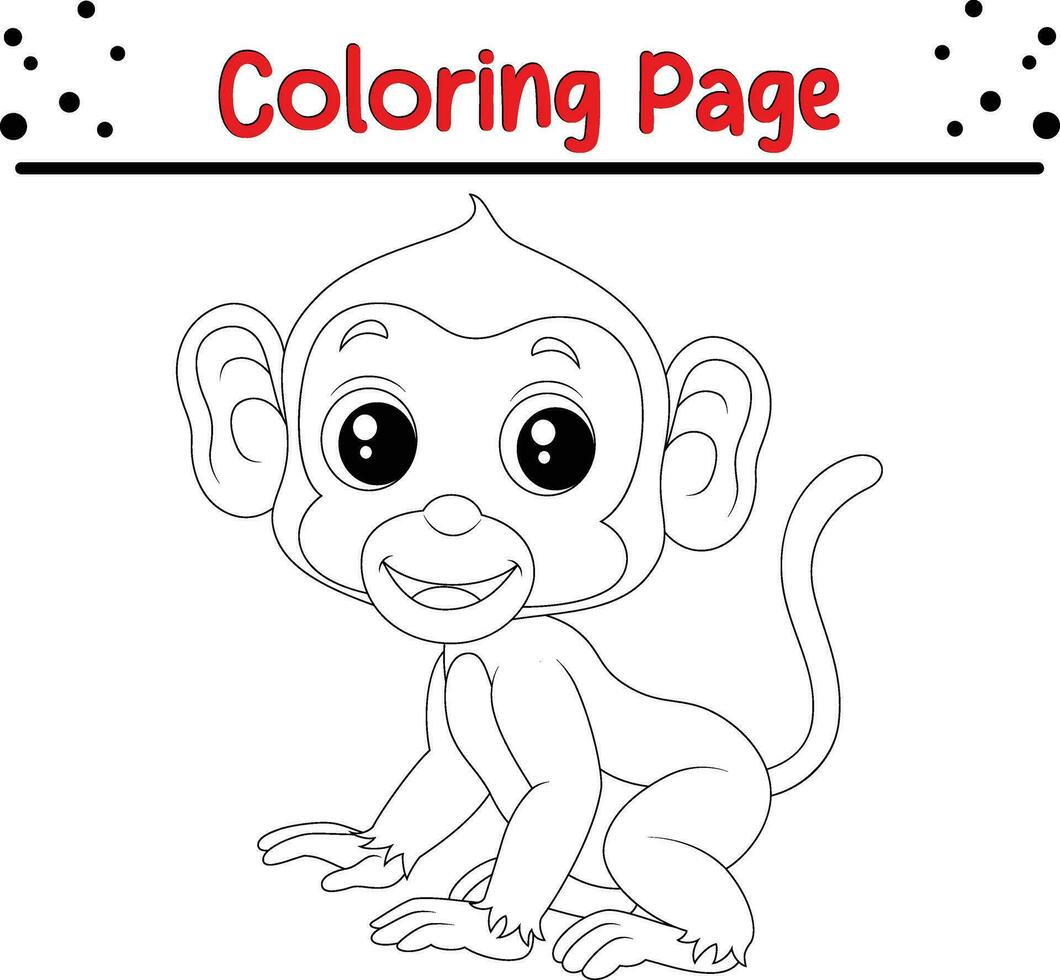 süß Baby Affe Färbung Seite vektor
