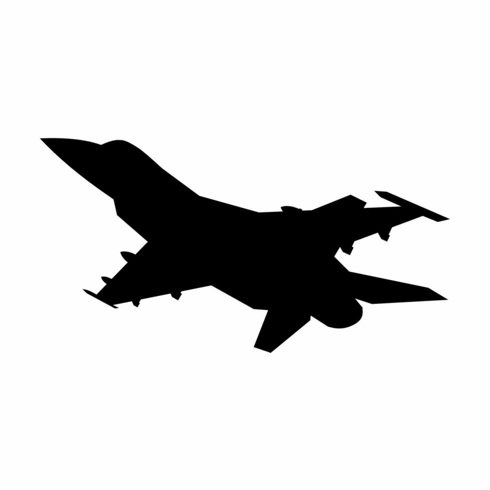 Kämpfer Jet Silhouette Symbol Vektor. Kämpfer Flugzeug Silhouette zum Symbol, Symbol oder unterzeichnen. Kämpfer Jet Symbol zum Militär, Krieg, Konflikt und Luft Streik vektor
