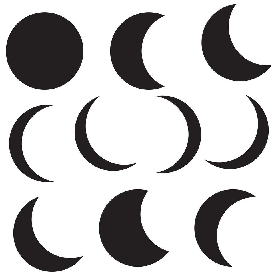 måne ikon. halvmåne, halv och full illustration symbol. tecken luna vektor. vektor
