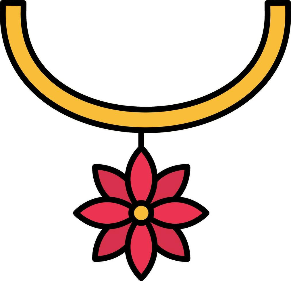 blomma halsband linje fylld ikon vektor