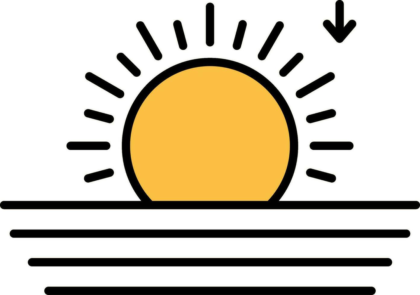 Sonnenuntergang Linie gefüllt Symbol vektor