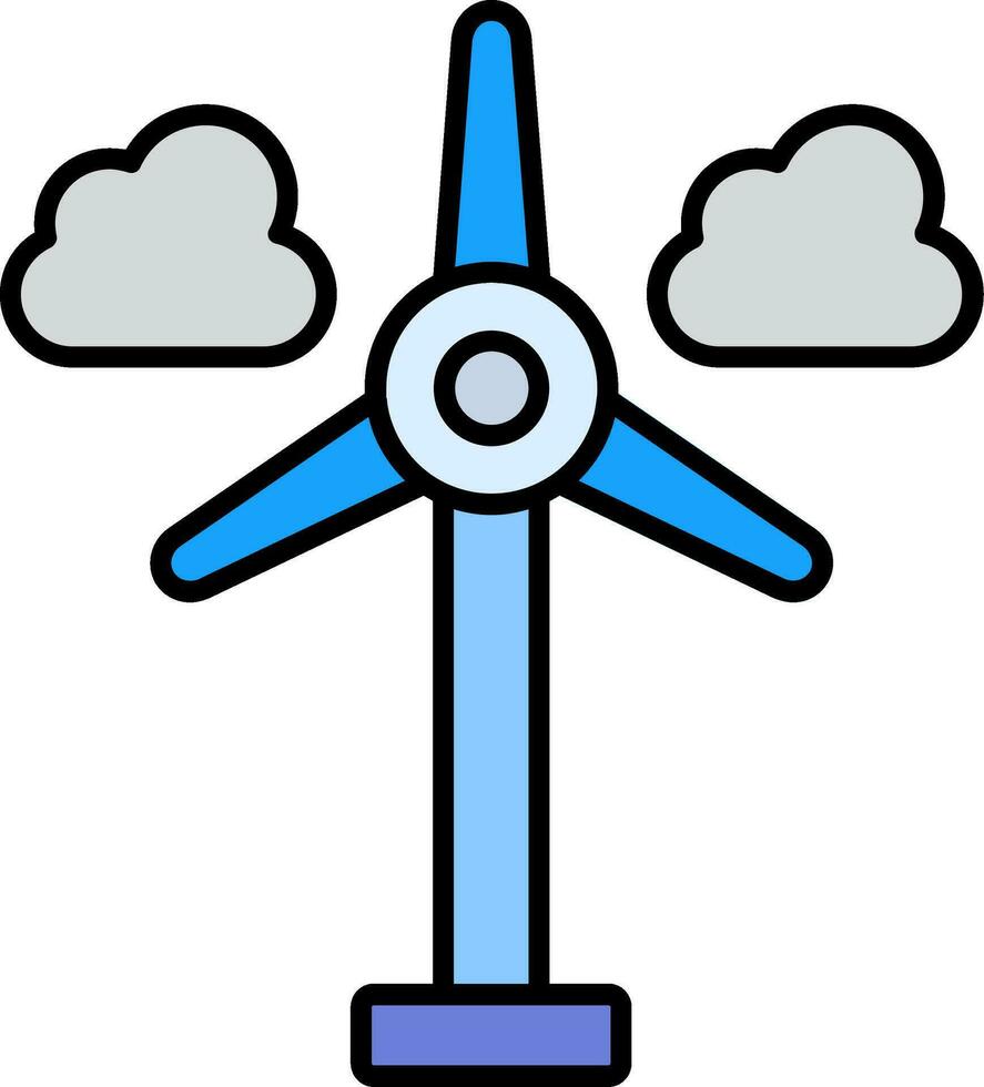 vind turbin linje fylld ikon vektor