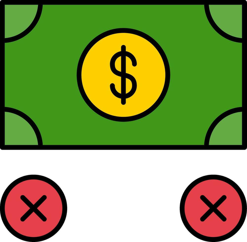Nein Geld Linie gefüllt Symbol vektor