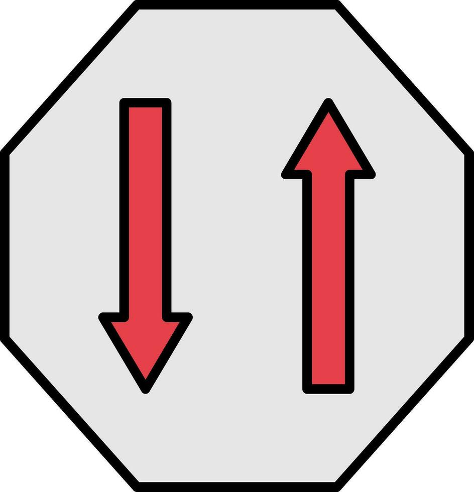 zwei Weg Linie gefüllt Symbol vektor