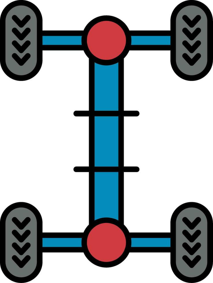 Chassis Linie gefüllt Symbol vektor