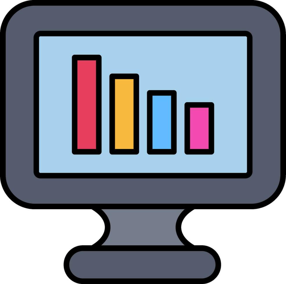 bar Diagram linje fylld ikon vektor