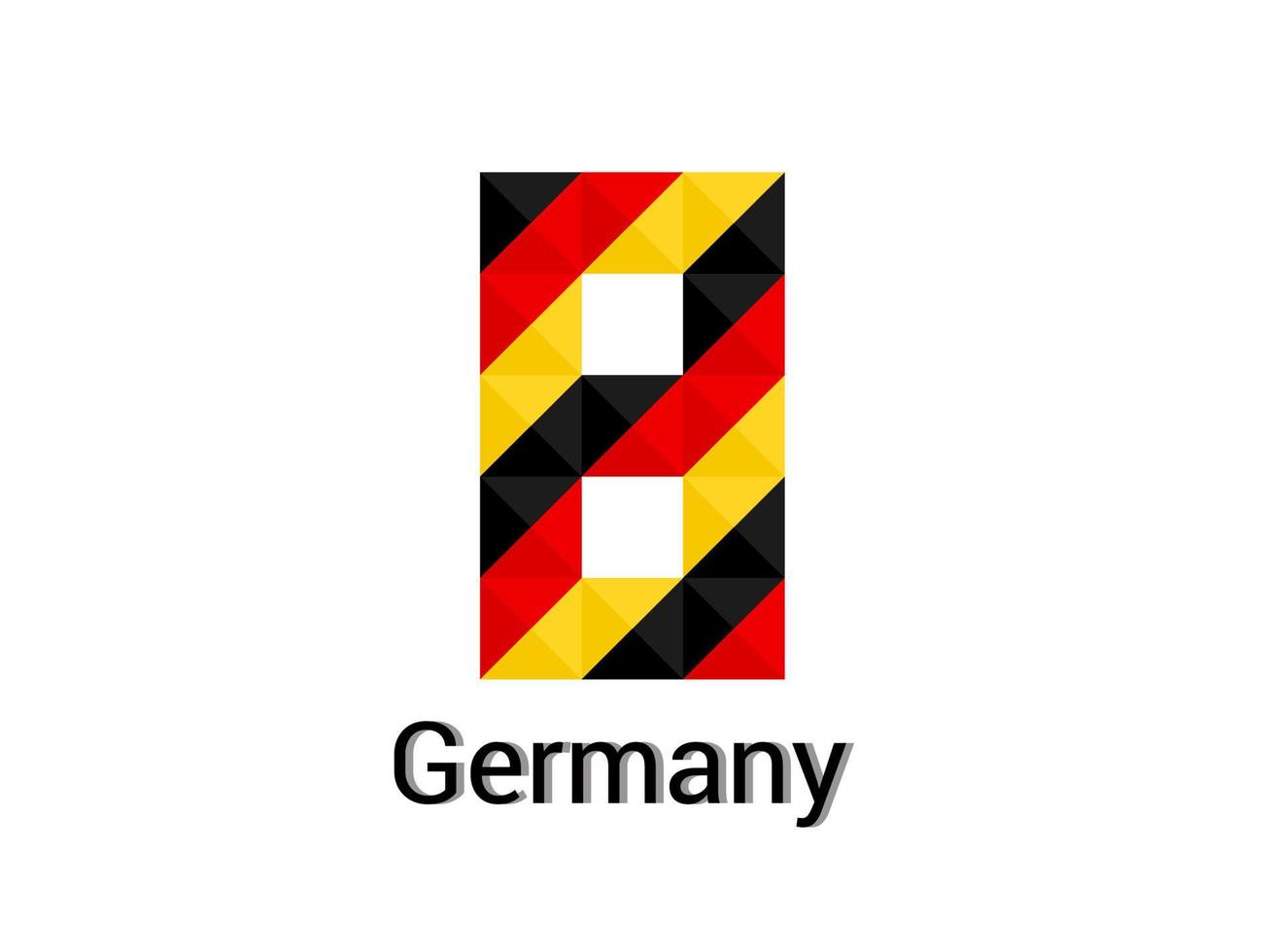 kreativt nummer 8 med 3d tyskland färger koncept. bra för tryck, t-shirt design, logotyp, etc. vektor