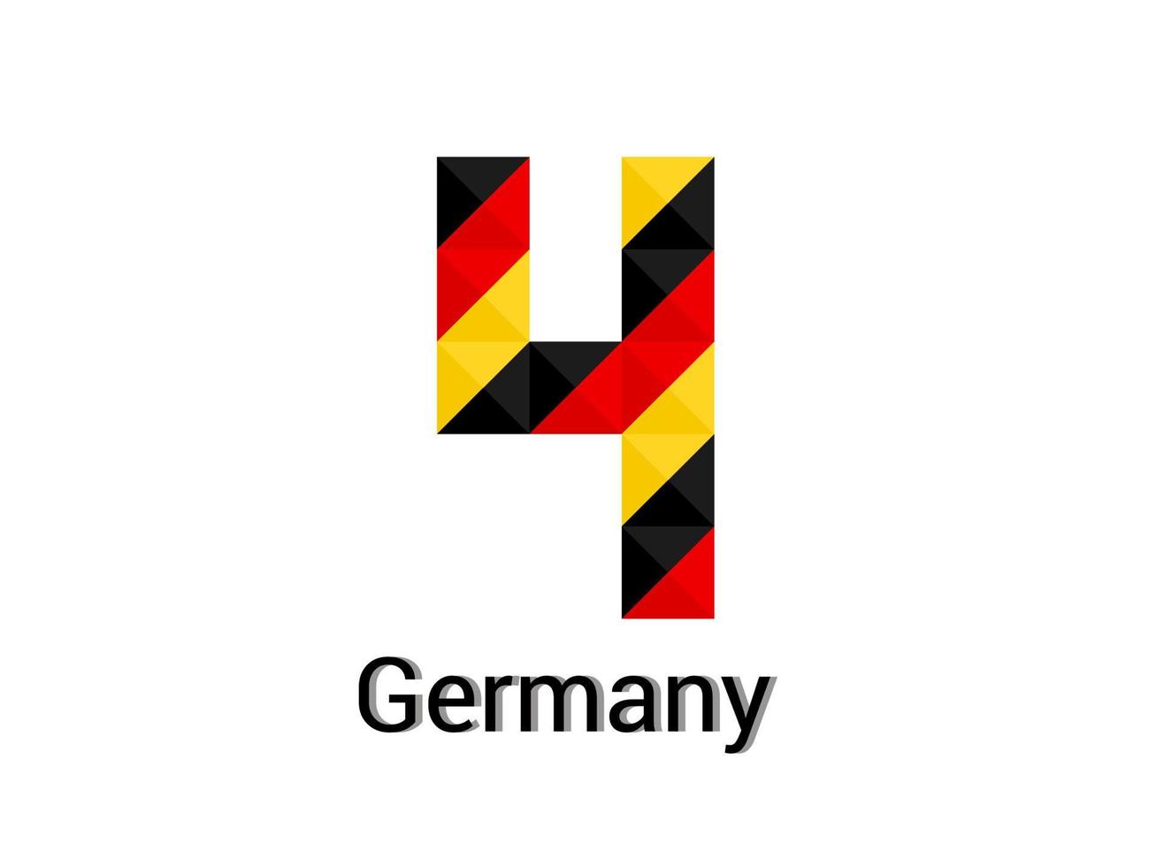 Kreative Nummer 4 mit 3D-Deutschland-Farbkonzept. gut für Druck, T-Shirt-Design, Logo usw. vektor